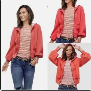 Cabi Tangerine Deluxe Full Zip Hoodie Wm Sm Balloon Sleeve Tassel Tie Style 5657
